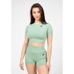 Whitney Bezszwowe Crop Top - Zielony. Zielone topy sportowe damskie GORILLA WEAR, bez wzorów, bez ramiączek. Za 193.00 zł.