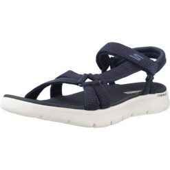 Sandały SKECHERS GO WALK FLEX SANDAL Niebieski. Białe sandały damskie Skechers, bez wzorów, z materiału, bez obcasa. Za 229.99 zł.