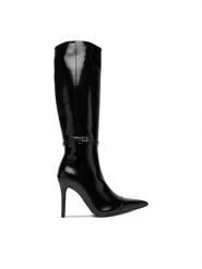 DeeZee Kozaki W4LD190604 Czarny. Czarne kozaki damskie DeeZee, z materiału, bez obcasa, na szpilce. Za 259.99 zł.