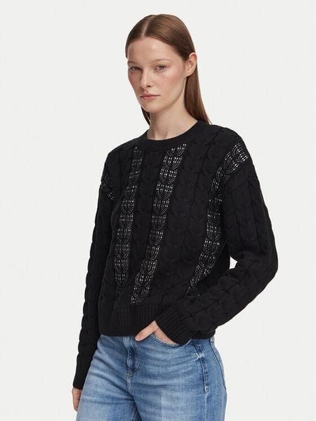 Guess Sweter W6YR21 Z0965 Czarny Regular Fit. Czarne swetry klasyczne damskie Guess, l, z syntetyku, bez kołnierzyka. Za 524.99 zł.