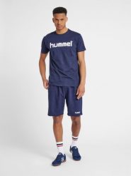 Koszulka sportowa z krótkim rękawem męska Hummel Cotton Logo. Czerwone t-shirty sportowe męskie HUMMEL, m, z bawełny, bez ramiączek, do piłki nożnej. Za 39.69 zł.