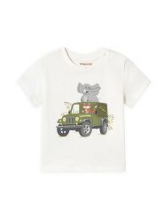 Mayoral T-Shirt 1053 Biały Regular Fit. Białe t-shirty chłopięce Mayoral, bez wzorów, z bawełny, bez ramiączek. Za 49.99 zł.