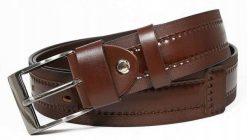 Pasek męski Rovicky [D] PRS-06-BGE brązowy. Brązowe paski męskie ROVICKY, bez wzorów, ze skóry, klasyczne. Za 48.99 zł.