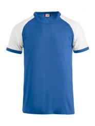 Clique Raglan-T – koszulka raglan dwukolorowa z bawełny czesanej – royal blue. Niebieskie t-shirty damskie CLIQUE, xl, bez wzorów, z bawełny, bez kołnierzyka. Za 98.02 zł.
