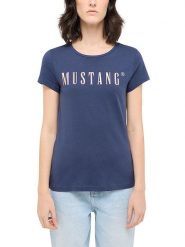 Mustang Koszulka w kolorze granatowym rozmiar: XS. Niebieskie bluzki damskie Mustang, xs, bez wzorów, z bawełny, bez kołnierzyka, bez ramiączek. Za 48.28 zł.