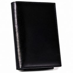 Duży, skórzany portfel męski w czarnym kolorze. Czarne portfele męskie inny, bez wzorów, ze skóry. Za 75.99 zł.