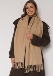 Ciemnobeżowy Klasyczny Szalik Zdobiony Frędzlami Vetilana. Brązowe szaliki i kominy damskie Born2be, z aplikacjami, z jeansu. Za 49.99 zł.