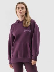 4F Bluza dresowa nierozpinana z kapturem damska - fioletowa M. Fioletowe bluzy z kapturem damskie 4f, m, z bawełny. Za 79.99 zł.