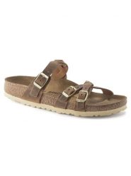 Birkenstock Skórzane klapki "Arizona" w kolorze brązowym rozmiar: 37. Brązowe klapki damskie Birkenstock, bez wzorów, bez obcasa. Za 395.31 zł.