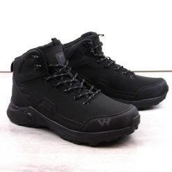 Wodoodporne buty trekkingowe męskie czarne VanHorn SN34061. Czarne buty trekkingowe męskie Vanhorn, na zimę, z polaru, bez zapięcia. Za 143.99 zł.