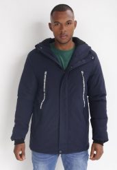 Granatowa Kurtka Parka Thaelosyne. Niebieskie parki męskie Born2be, na jesień, m, bez wzorów. Za 79.99 zł.