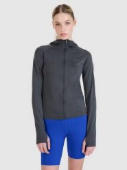 4F Bluza do biegania w terenie rozpinana z kapturem damska - szara XS/S. Szare bluzy sportowe damskie 4f, s, z dzianiny. W wyprzedaży za 99.99 zł.