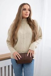 Sweter z półgolfem beżowy. Brązowe golfy damskie KESI, l, bez wzorów, z wełny, bez ramiączek. Za 150.97 zł.