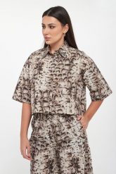 Koszula damska w zwierzęcy wzór Pescara PINKO. Koszule damskie Pinko, bez wzorów, bez kołnierzyka, bez ramiączek. Za 929.00 zł.