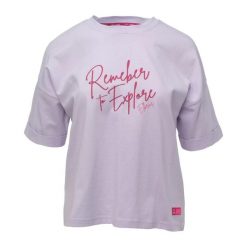 T-shirt Damski Hillevi. Czerwone t-shirty damskie ELBRUS, bez wzorów, bez kołnierzyka. Za 80.99 zł.