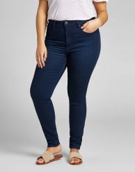 Damskie spodnie jeansowe LEE Super High Scarlett DARK EVITA L32GPVYY 112107495. Spodnie materiałowe damskie Lee, bez wzorów, z jeansu. Za 209.99 zł.