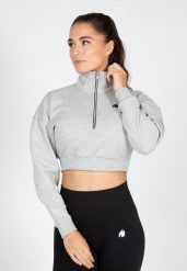 Ocala Cropped Bluza z zamkiem błyskawicznym do połowy - Szary. Szare bluzy bez kaptura damskie GORILLA WEAR, s, z bawełny. Za 229.00 zł.