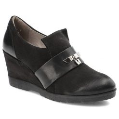 Czarne Półbuty Lemar Wygodne Buty Na Koturnie. Czarne czółenka damskie Lemar, bez wzorów, z nubiku, eleganckie, bez obcasa, na koturnie. Za 189.00 zł.