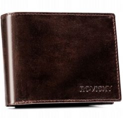 Portfel skórzany Rovicky N61-RPVT-BL brązowy. Brązowe portfele męskie ROVICKY, bez wzorów, ze skóry. Za 57.99 zł.