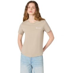 Koszulka damska CHAMPION Short Sleeve T-shirt. Brązowe t-shirty damskie CHAMPION, uniwersalny, bez wzorów, z materiału, bez kołnierzyka. Za 85.99 zł.