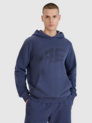 4F Bluza dresowa nierozpinana z kapturem męska - szara XL. Szare bluzy sportowe męskie 4f, bez wzorów, z bawełny, sportowe, bez kołnierzyka, bez ramiączek. W wyprzedaży za 99.99 zł.