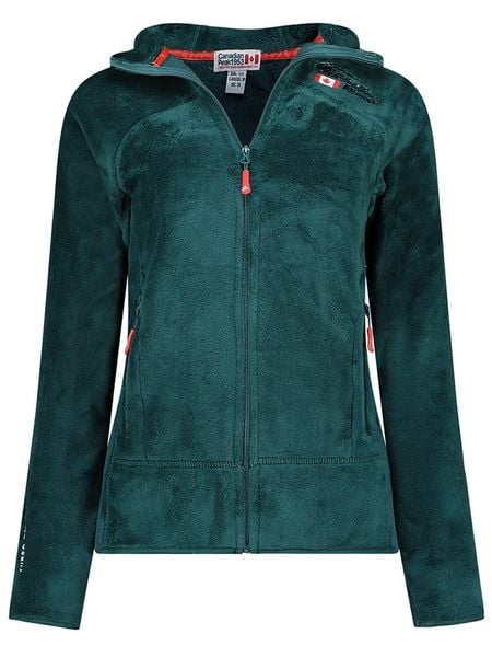 Canadian Peak Kurtka polarowa "Upaloodeak" w kolorze ciemnozielonym rozmiar: M. Zielone kurtki damskie Canadian Peak, m, bez wzorów, z materiału, bez kaptura. Za 161.34 zł.