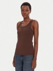 HUGO Top Datamia 50514489 Brązowy Slim Fit. Brązowe topy damskie Hugo, s, bez wzorów, z bawełny, bez kołnierzyka. Za 159.99 zł.