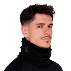 Ogrzewany polarowy komin na szyję z akumulatorem. Czarne szaliki i kominy damskie G-HEAT, na zimę, bez wzorów, z materiału. Za 265.10 zł.