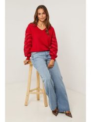 Soft Cashmere Sweter w kolorze czerwonym rozmiar: 38/40. Czerwone swetry klasyczne damskie Soft Cashmere, bez kołnierzyka. Za 143.90 zł.