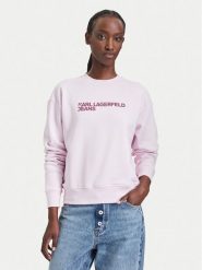 Karl Lagerfeld Jeans Bluza A1W20005 Różowy jasny Regular Fit. Czerwone bluzy bez kaptura damskie Karl Lagerfeld Jeans, xl, z bawełny. Za 429.99 zł.