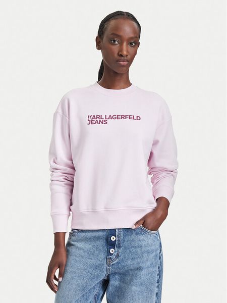 Karl Lagerfeld Jeans Bluza A1W20005 Różowy jasny Regular Fit. Czerwone bluzy bez kaptura damskie Karl Lagerfeld Jeans, xl, z bawełny. Za 429.99 zł.
