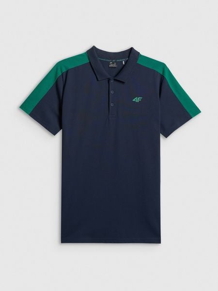 4F Koszulka polo regular męska - granatowa XXL. Niebieskie koszulki polo męskie 4f, m, bez wzorów, z bawełny, bez ramiączek. Za 119.99 zł.