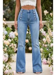 SOULSHAE Dżinsy - Flared fit - w kolorze błękitnym rozmiar: XXL. Niebieskie jeansy damskie SOULSHAE, z podwyższonym stanem. Za 154.95 zł.