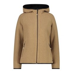Kurtka z kapturem z recyklingowanej wełny damska CMP. Brązowe kurtki damskie CMP, bez wzorów, z wełny, z kapturem. Za 642.85 zł.