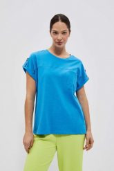 T-shirt z kieszonką. T-shirty damskie MOODO, bez wzorów, z bawełny, bez kołnierzyka. W wyprzedaży za 29.99 zł.