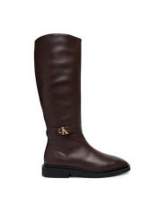 Calvin Klein Kozaki Square High Boot Lth Mg Hdw HW0HW03187 Brązowy. Brązowe kozaki damskie CALVIN KLEIN, bez obcasa, na płaskiej podeszwie. Za 849.99 zł.