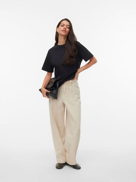 Vero Moda Koszulka w kolorze czarnym rozmiar: L. Czarne bluzki damskie Vero Moda, l, bez wzorów, z bawełny, bez kołnierzyka. Za 64.95 zł.
