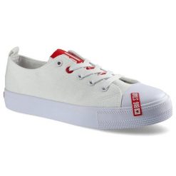 Białe Trampki Big Star Damskie Modne Półbuty. Białe półbuty damskie Big Star, bez wzorów, z materiału. Za 89.99 zł.