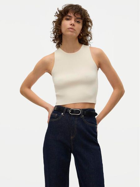 Vero Moda Top Ginny 10300339 Biały Slim Fit. Białe topy damskie Vero Moda, s, bez wzorów, z syntetyku, bez kołnierzyka. Za 89.99 zł.
