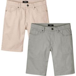 Bermudy ze stretchem, regular fit (2-pak). Brązowe szorty męskie bonprix, bez wzorów. Za 189.99 zł.