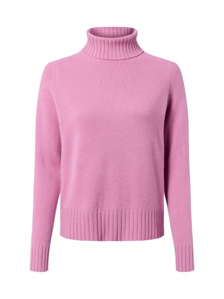 Fynch-Hatton Wełniany sweter damski Kobiety Wełna wyrazisty róż jednolity, L. Czerwone golfy damskie Fynch-Hatton, l, bez wzorów, prążkowane, bez ramiączek. Za 499.95 zł.