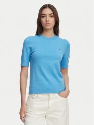 Tommy Hilfiger Sweter WW0WW49705 Niebieski Slim Fit. Niebieskie swetry klasyczne damskie Tommy Hilfiger, s, z syntetyku, bez kołnierzyka. Za 369.99 zł.