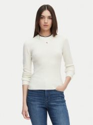 Calvin Klein Jeans Sweter LV047G309G Kremowy Regular Fit. Białe swetry klasyczne damskie Calvin Klein Jeans, xs, z bawełny, bez kołnierzyka. Za 409.99 zł.