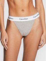 Calvin Klein Underwear Stringi 000QF7013E Szary. Szare stringi damskie Calvin Klein Underwear, l, bez wzorów, z bawełny. Za 99.99 zł.