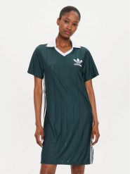 Adidas Sukienka codzienna adicolor 3-Stripes IX5507 Zielony Loose Fit. Zielone sukienki damskie Adidas, na co dzień, s, bez wzorów, z syntetyku, bez kołnierzyka, bez ramiączek, proste. Za 159.99 zł.