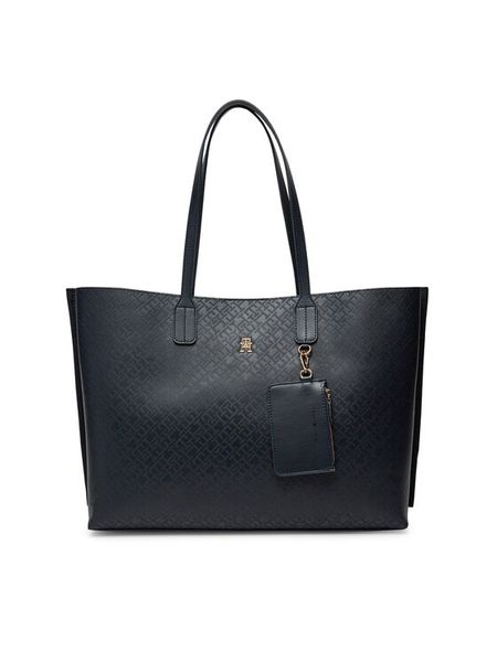 Tommy Hilfiger Torebka Th Distinct Tote Mono AW0AW17195 Granatowy. Niebieskie torebki klasyczne damskie Tommy Hilfiger, bez wzorów, ze skóry, bez dodatków. Za 469.99 zł.