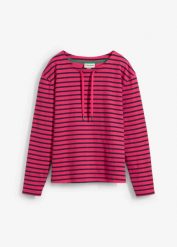 Bluza ze strukturalnego materiału. Czerwone bluzy bez kaptura damskie bonprix. Za 107.99 zł.