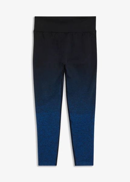 Legginsy bezszwowe w cieniowanym kolorze, szybkoschnące. Niebieskie legginsy damskie bonprix, s, bez wzorów. Za 54.99 zł.