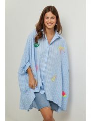 Lin Passion Tunika w kolorze błękitnym rozmiar: 38/40. Niebieskie tuniki damskie Lin Passion, bez wzorów, klasyczne, bez kołnierzyka, bez ramiączek. Za 173.99 zł.