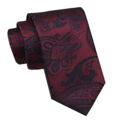 Elegancki Krawat Męski - Alties - Kolor Wina, Duży Wzór. Czerwone krawaty i muchy męskie Alties, bez wzorów, z tkaniny, eleganckie. Za 49.00 zł.